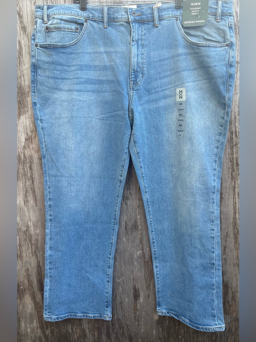 Mutual Weave Jeans The Athletic Tapered Leg Mens 50 x 30 Indigo clean LT